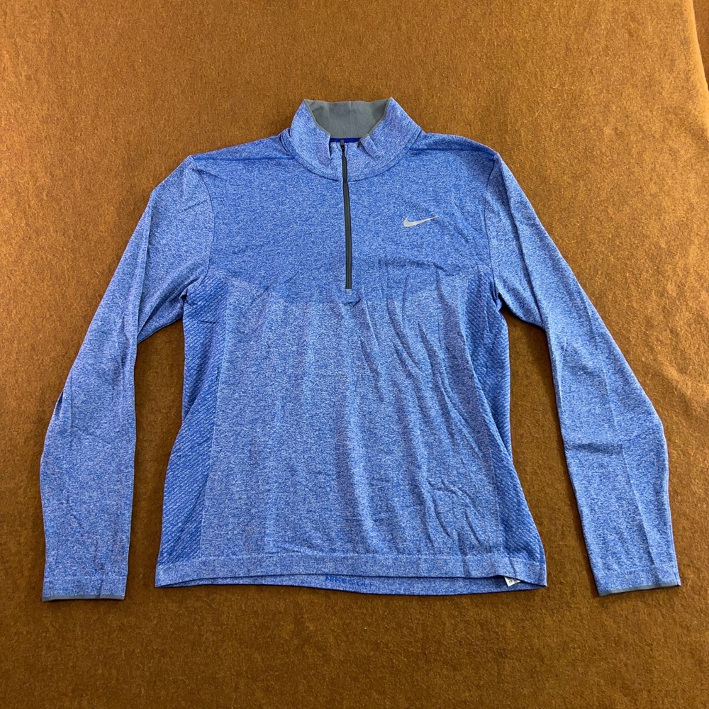 Nike Mens Large Blue Dri-FIT Modern Fit Quarter Zip Golf Pullover
